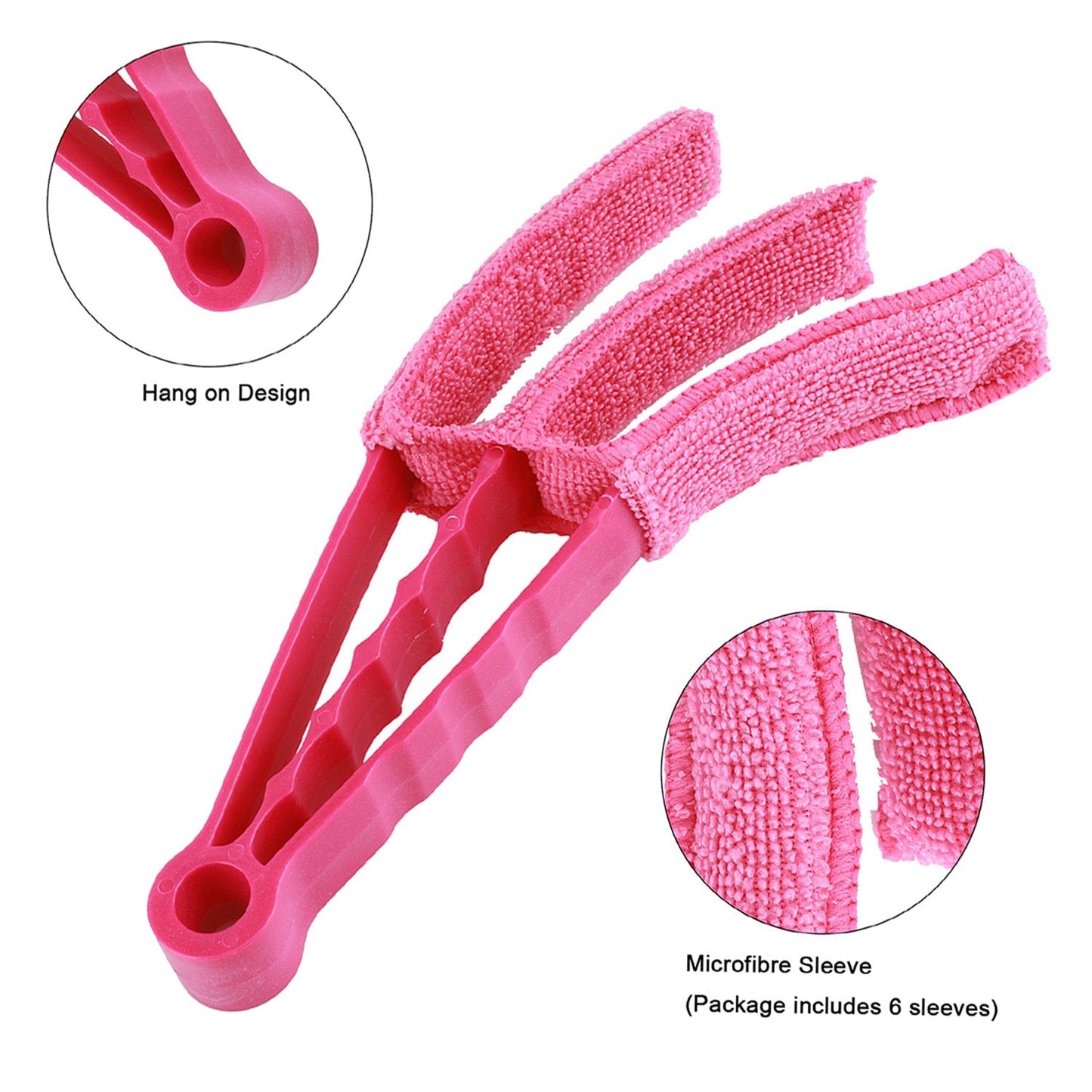 Venetian Blind Cleaner Set of 2, Window Blind Duster Brush Cleaner Tool Removable Washable with 6 Microfibre Sleeves for Venetian Blinds Air Conditioner Car AC Vent & More 1