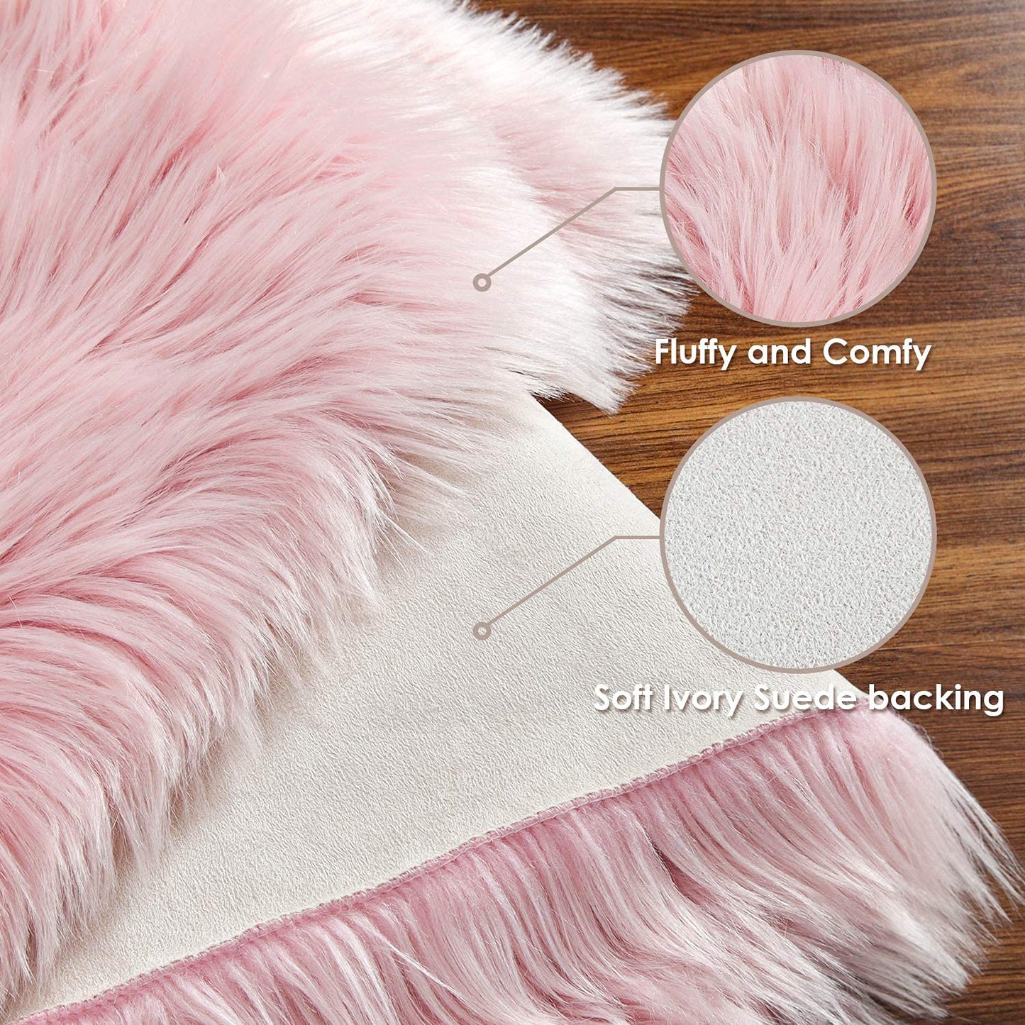 Faux Sheepskin Rug Fluffy Rug,Fluffy Area Small Rugs Shaggy Rugs for Bedroom Rug Fluffy Sofa Floor Carpet Home Decoration Pink Rugs (Pink 19.7 x 59.0 inch)