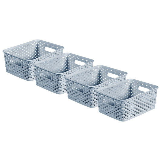 Curver My Style Small Rectangular Storage Basket 4L - Blue (Pack of 4) 4 x 4L Small