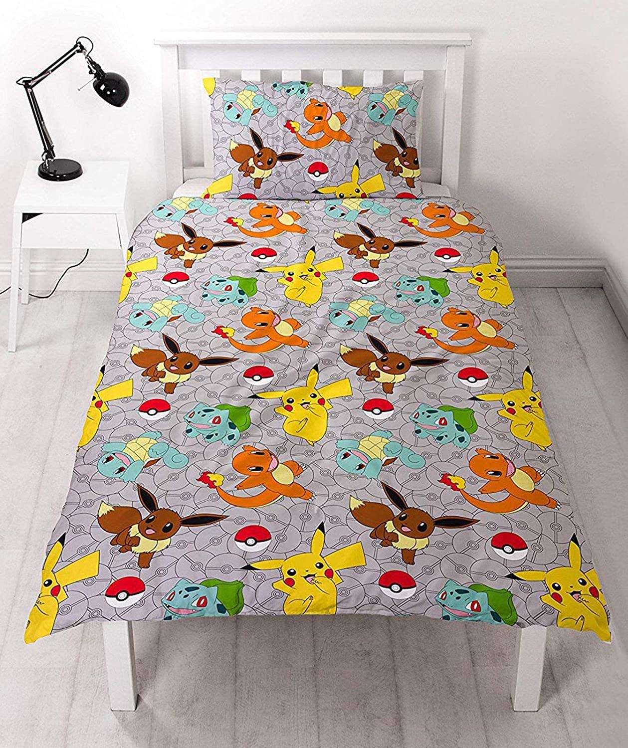 Pokemon Catch' Single Duvet Set-Repeat Pattern Design, 100% Polyester Microfibre, Multi-Colour