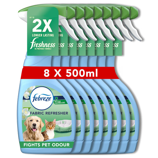 Febreze Fabric Freshener Spray, Pet Odour Eliminator, Fresh, 4 Litre (500 ml x 8) 500 ml (Pack of 8)