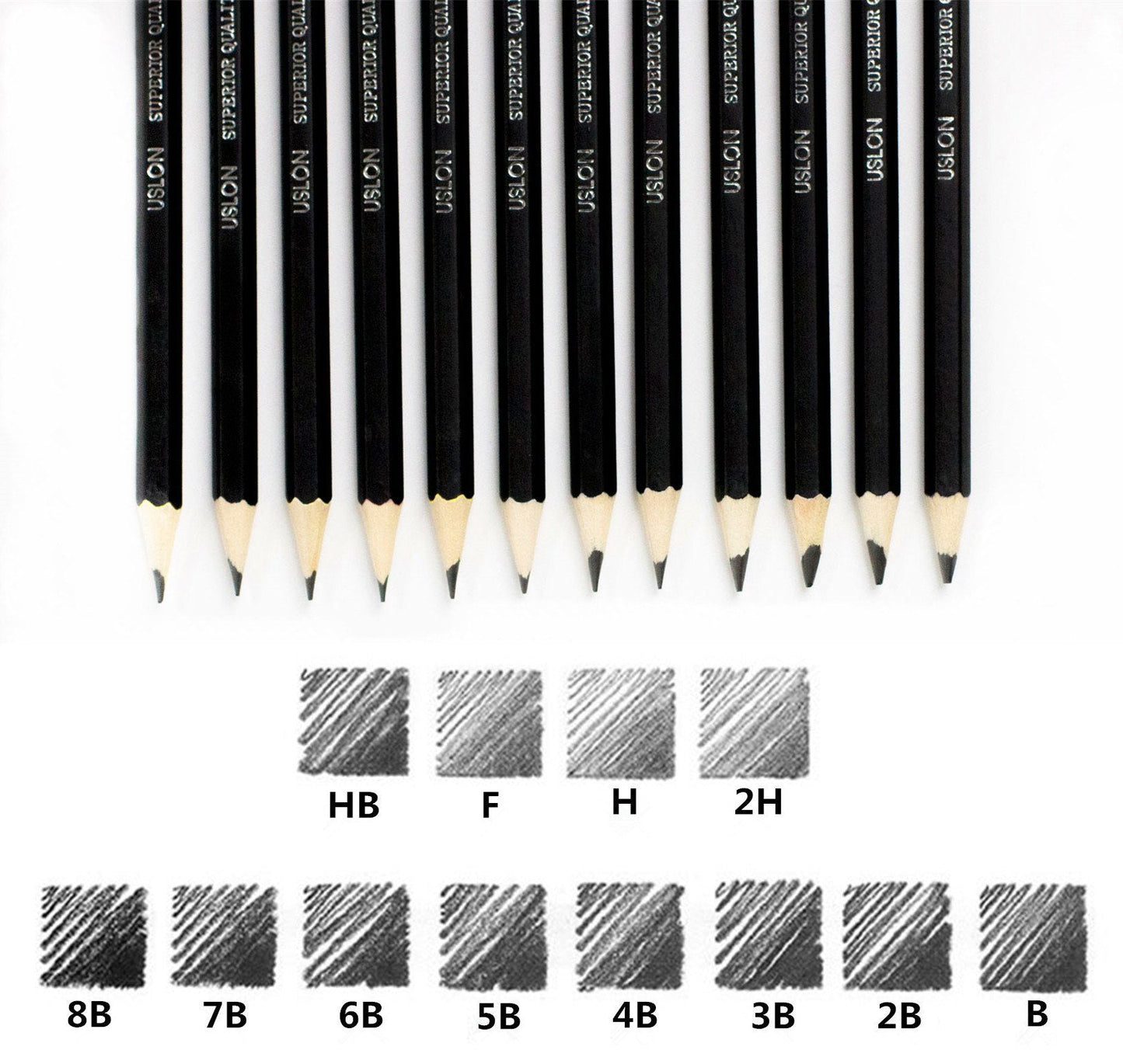 YSLON Professional Sketch and Drawing pencils set,Art Pencil(8B-2H). (12-Count) 12