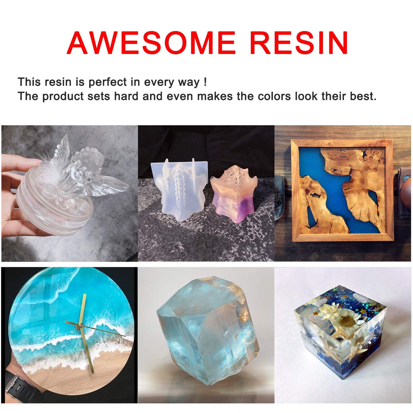 SigWong Epoxy Resin Clear Crystal Coating Kit 541g/520ml - 2 Part Casting Resin for Art, Craft, Jewelry Making, River Tables, Bonu Gloves, Measuring Cup, Wooden Sticks