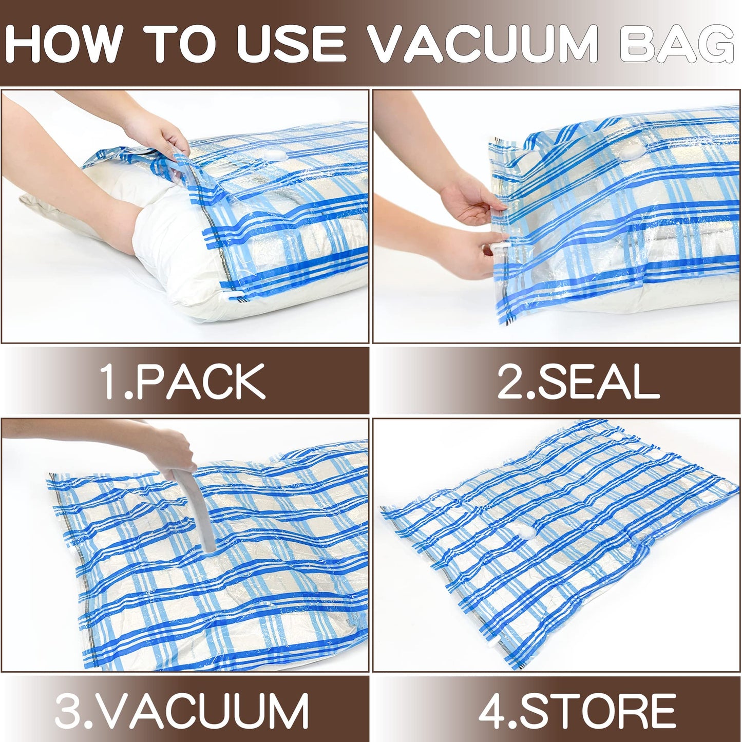 Storage Master Vacuum Storage Bags, 8-pack Jumbo Size Space Saver Bags 80% More Storage Space with Hand Pump (Jumbo 8 Pack) Jumbo 8 Pack + Hand Pump