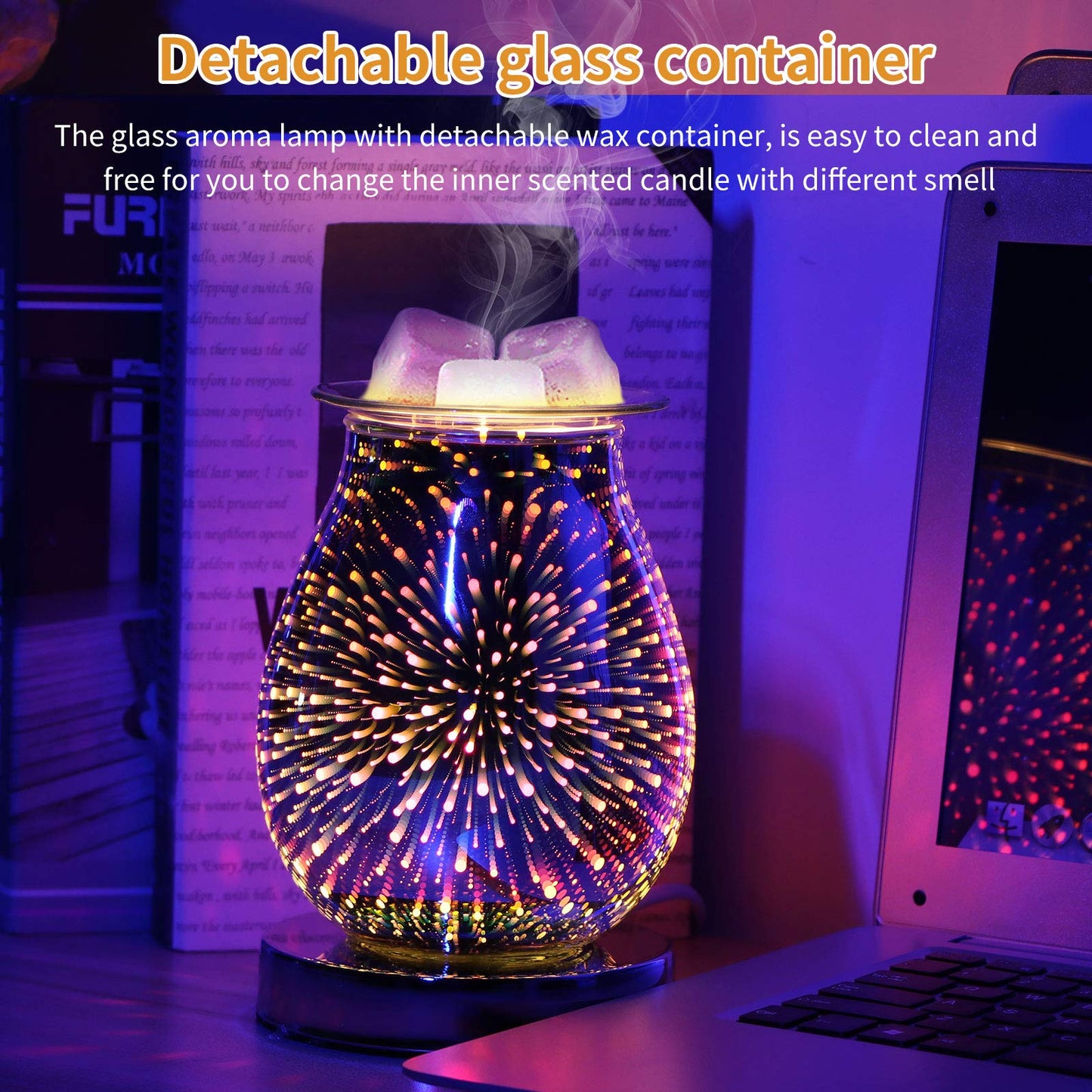 eScential Living Touch Sensitive 3D Glass Electric Oil Burner – Wax Melter –Wax Melts Burner - Amazing Scents To Fill Your Home