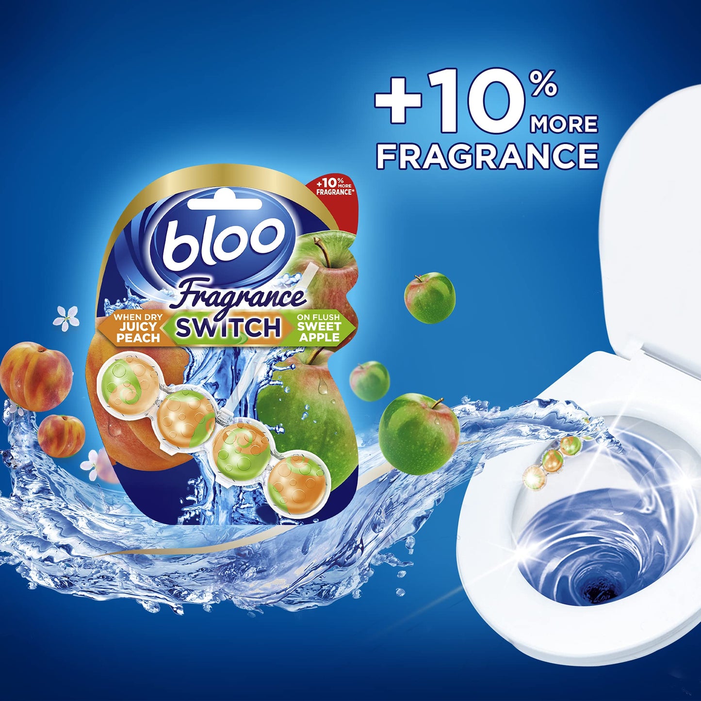 Bloo Fragrance Switch Toilet Rim Block Juicy Peach & Sweet Apple,50 g (Pack of 1)