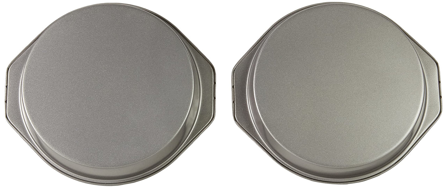 Amazon Basics Nonstick Round Carbon Steel Cake Pan, 22.8 cm, 2-Pack, Grey