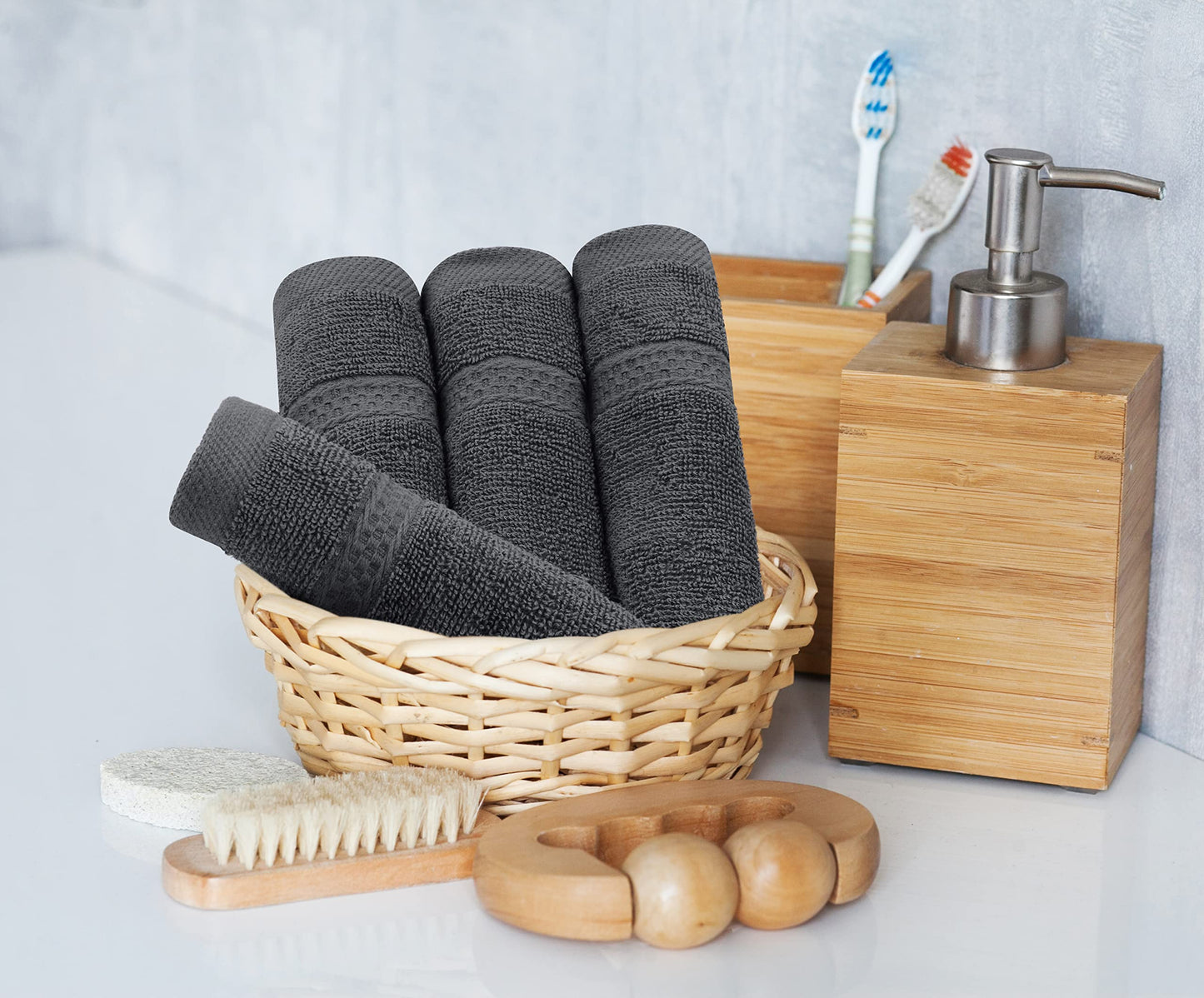 Utopia Towels 8 Piece Towel Set - 2 Bath Towels, 2 Hand Towels and 4 Washcloths Cotton Hotel Quality Super Soft and Highly Absorbent (Gray) Grey