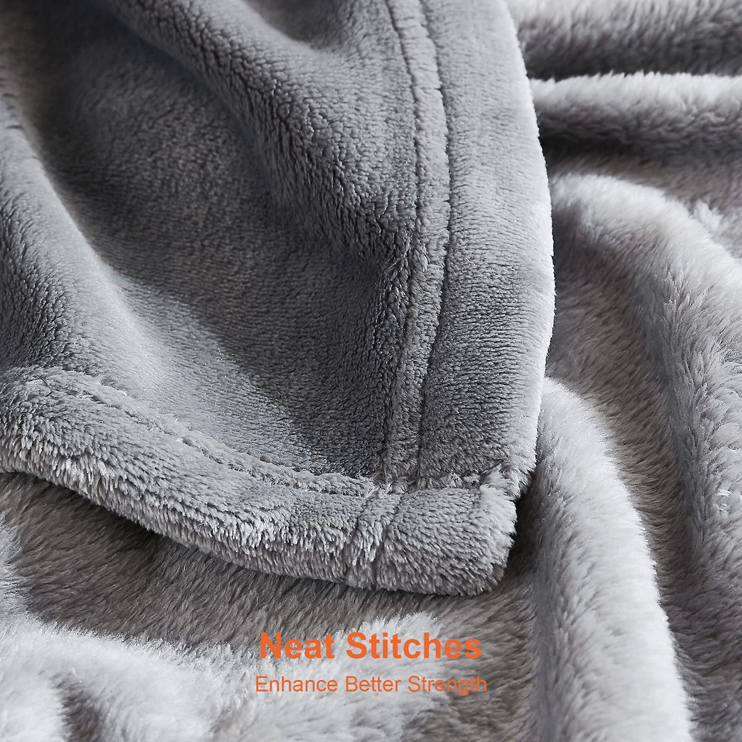 EHEYCIGA Fleece Blanket Grey Throws for Sofas Fluffy Warm Soft Blanket for Bed Settees Armchairs, Fit All Season, Single, 130x165cm Throw/Single