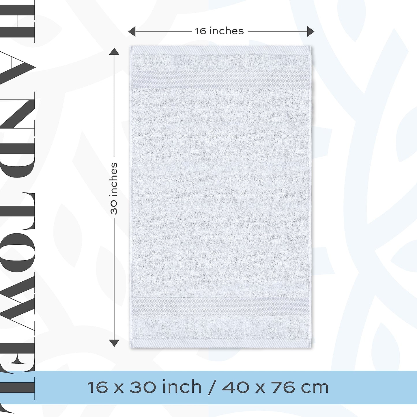 White Classic | 6 Pack, 40x76 cm | Luxury White Hand Towels, 100% Cotton Bathroom Hand White Towels Set of 6, Hotel Towels Extra 40x76 cm, Quality White Towels Bathroom Sets for Hands | White, 6 Pack 01: White