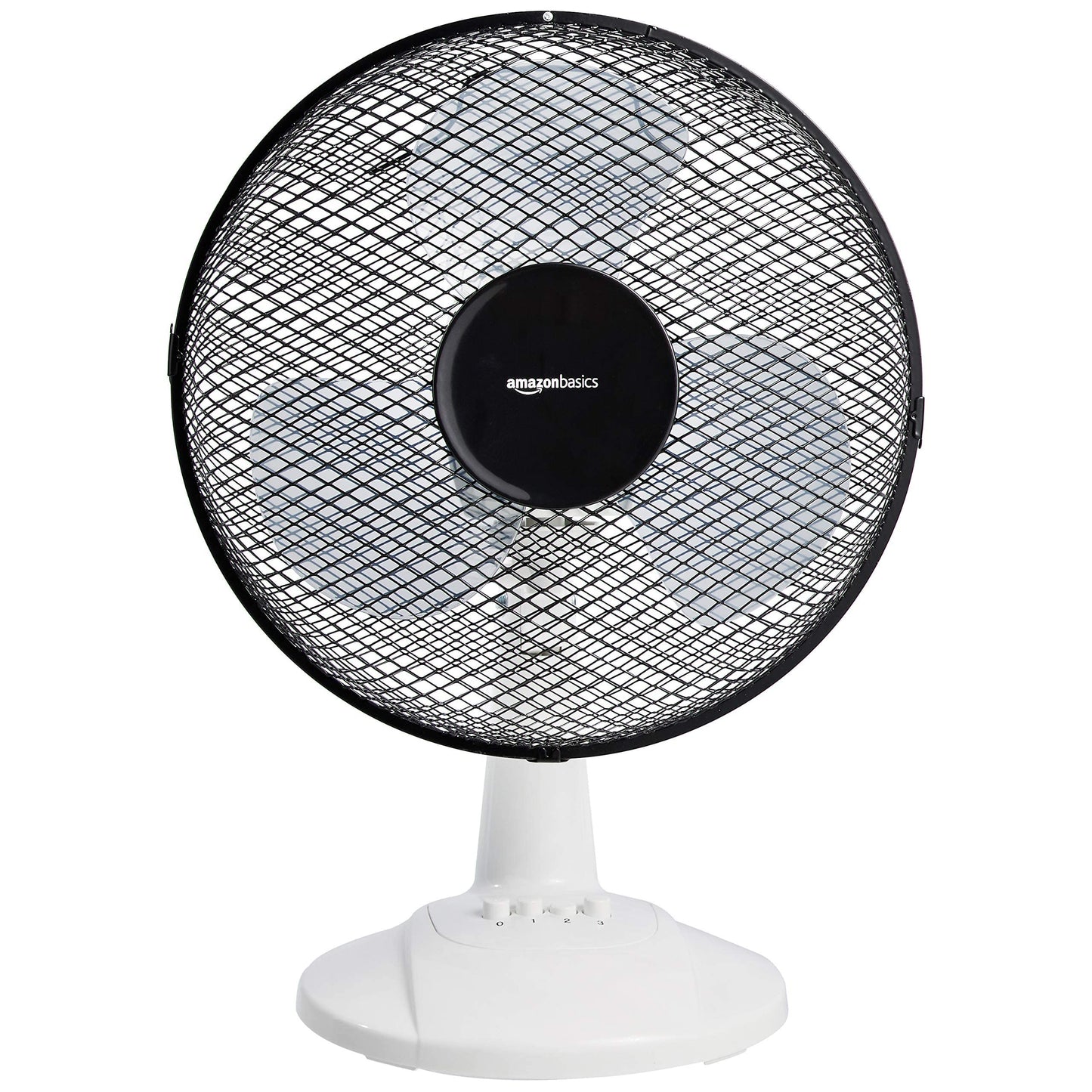 Amazon Basics 3-Speed Oscillating 20 inch Table Desk Fan with Tiltable Head, 40 Watts, Black With White Oscillating Table Fan