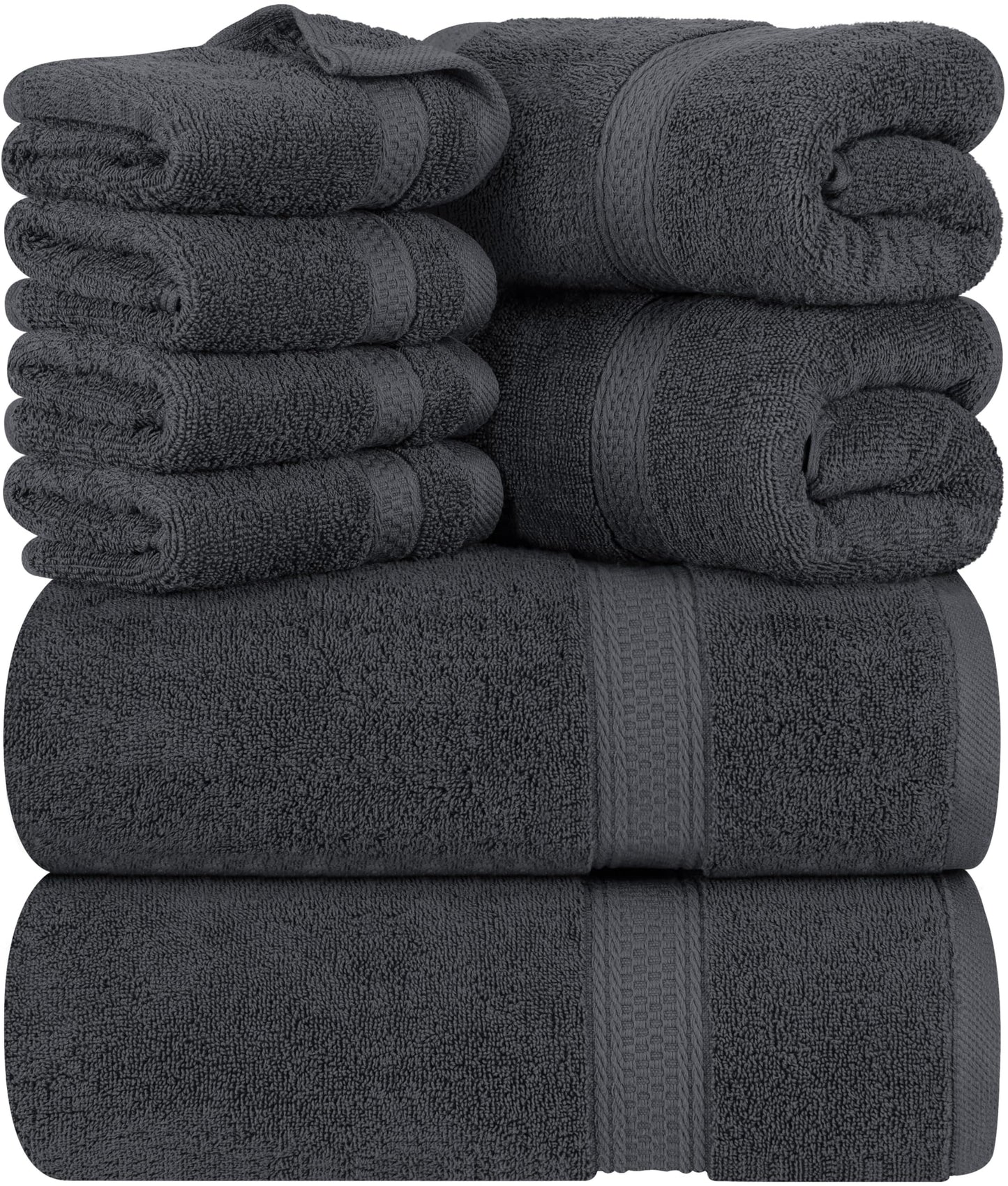 Utopia Towels 8 Piece Towel Set - 2 Bath Towels, 2 Hand Towels and 4 Washcloths Cotton Hotel Quality Super Soft and Highly Absorbent (Gray) Grey