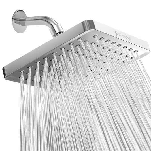 SparkPod Fixed Shower Head - High Pressure Rain - Luxury Modern Look - Easy No-Tool Installation - Perfect Adjustable Replacement for Your Bathroom Shower Heads (20 cm Square, Luxury Polished Chrome) 20 cm Square 1. Luxury Polished Chrome 20 Cm Square