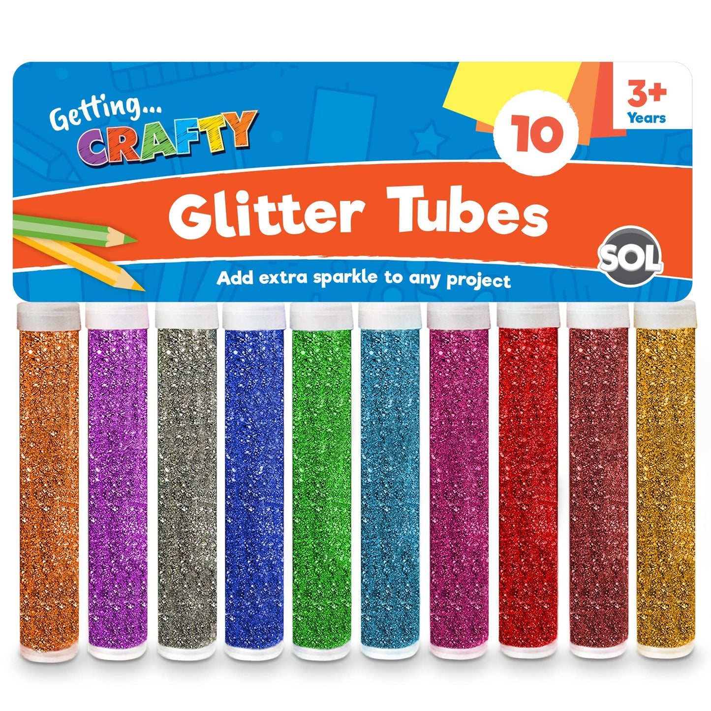 10pk Kids Glitter Tubes in 10 Assorted Vibrant Colours | Christmas Glitter for Kids Crafts | Fine Glitter for Slime | Craft Glitter Shaker | Resin Glitter for Arts | Nail Glitter for Wax Melts