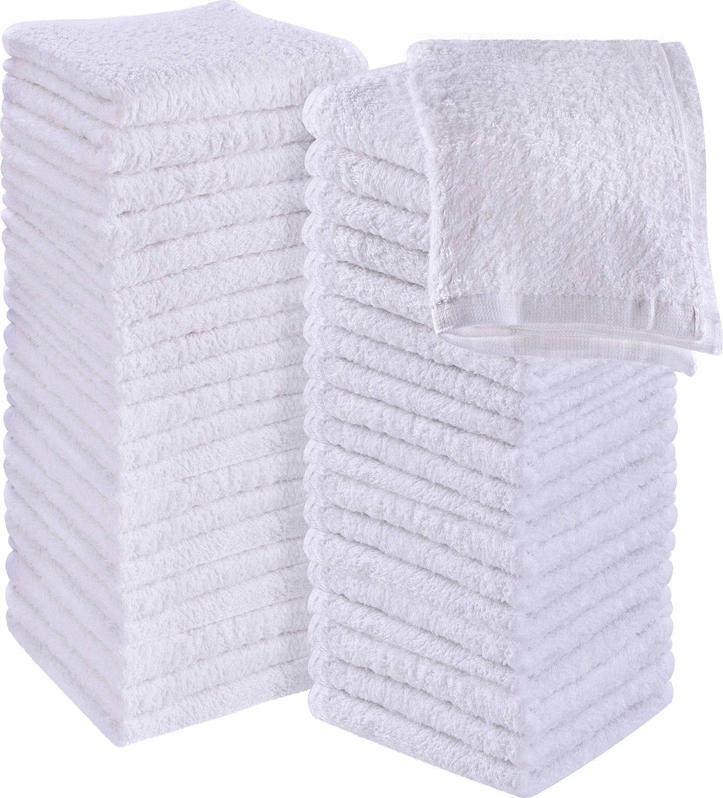 Utopia Towels - Cotton Washcloths Set - 30 x 30 cm, White - 100% Ring Spun Cotton, Premium Quality Flannel Face Cloths, Highly Absorbent and Soft Feel Fingertip Towels (60-Pack, White) 60