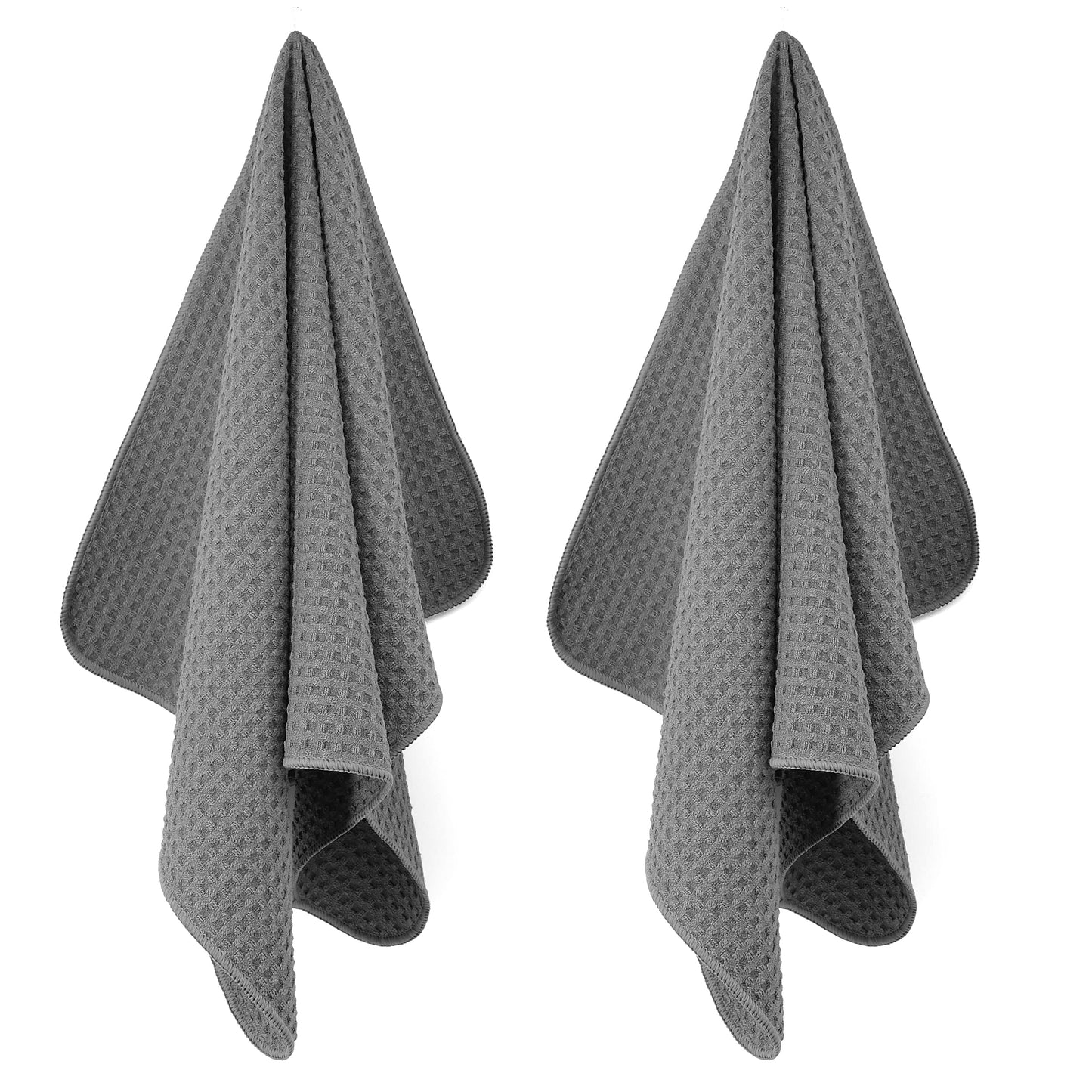 POLYTE Ultra Premium Microfibre Kitchen Dish Tea Towel Waffle Weave, 8 Pack (40x71 cm, Grey) 40x71 cm