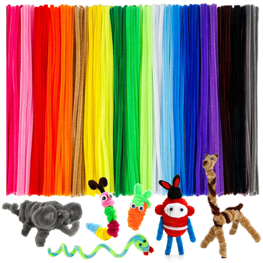 Caydo 200 PCS Pipe Cleaners Craft Supplies Multi-Color Chenille Stems for Art and Craft Projects Creative DIY Decorations (30cm x 6mm)