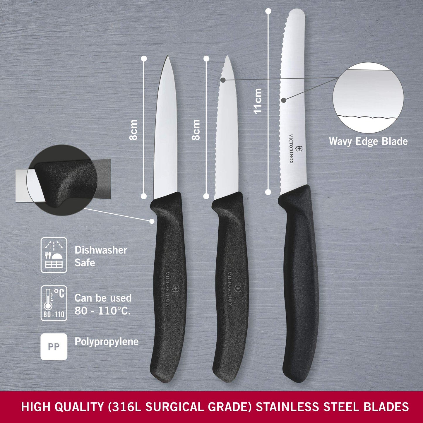 Victorinox Swissclassic Paring Knife Set, Black, Medium