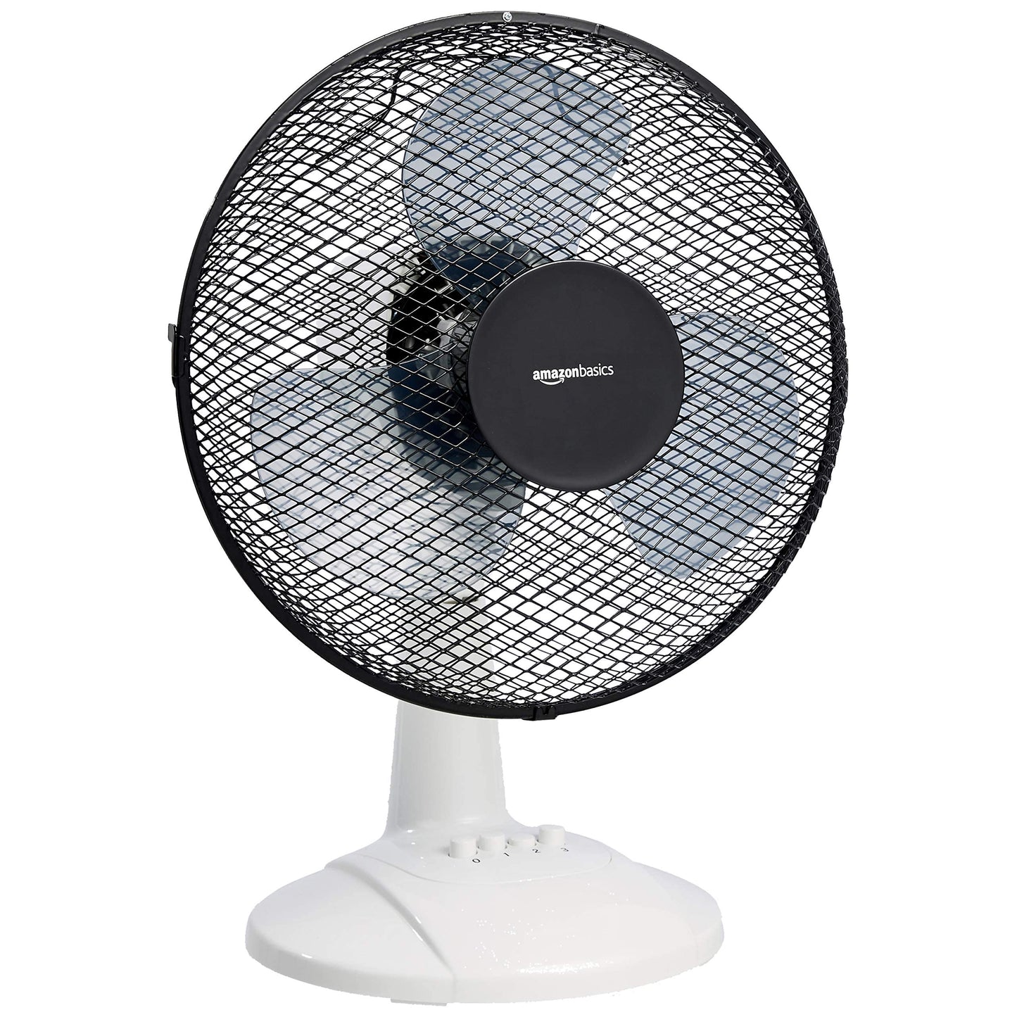 Amazon Basics 3-Speed Oscillating 20 inch Table Desk Fan with Tiltable Head, 40 Watts, Black With White Oscillating Table Fan