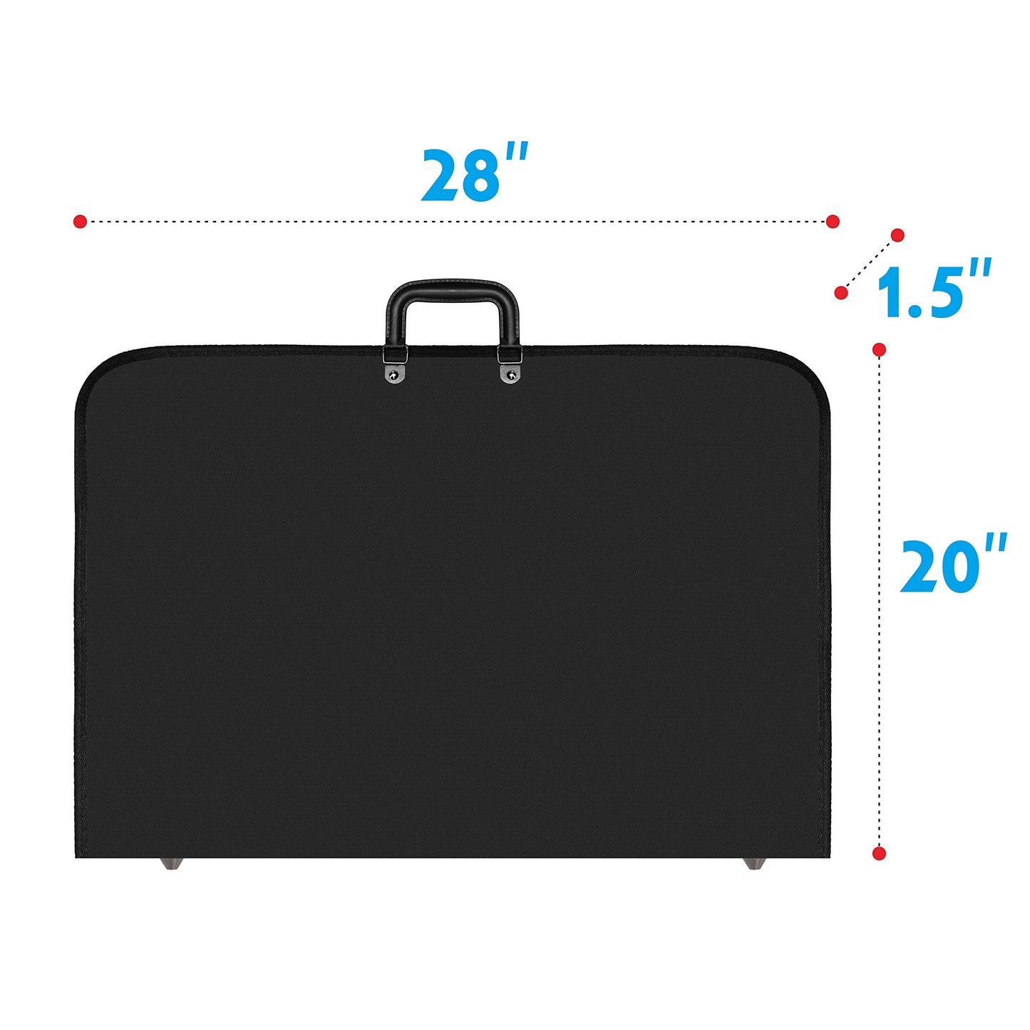 Black Spill-Resistant Art Artist Portfolio Sketching Supplies Case A2 Size with Reinforcing Plate & Shoulder Strap for Students, Designers. (28” x20”x1.5”) 28” x20”x1.5”