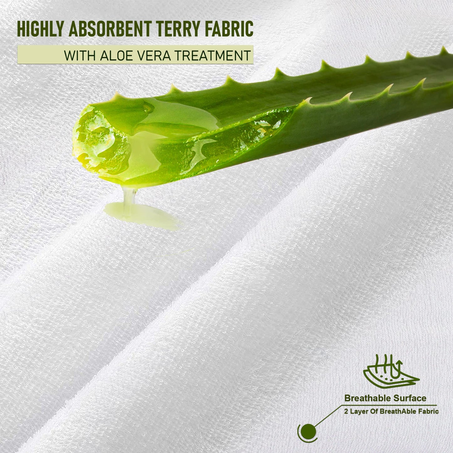 HIGH LIVING Waterproof Mattress Protector Cotton Terry Towel Aloe Vera treated Extra Deep Cover Anti Allergy and Breathable (Double 137x190) Double