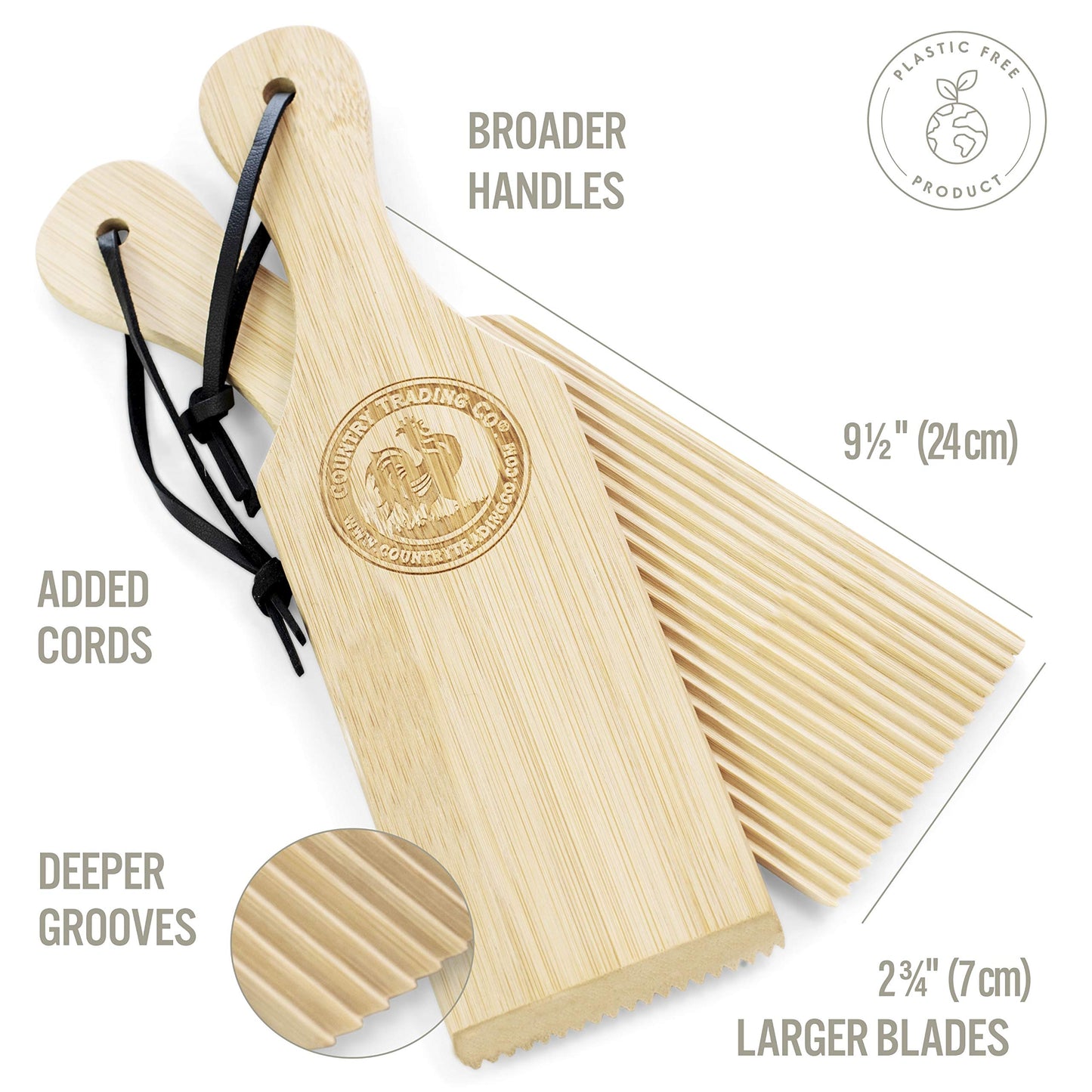 Gnocchi Boards and Wooden Butter Paddles to Easily Create Authentic Homemade Pasta and Butter Without Sticking - Set of 2 Makers - 24cm