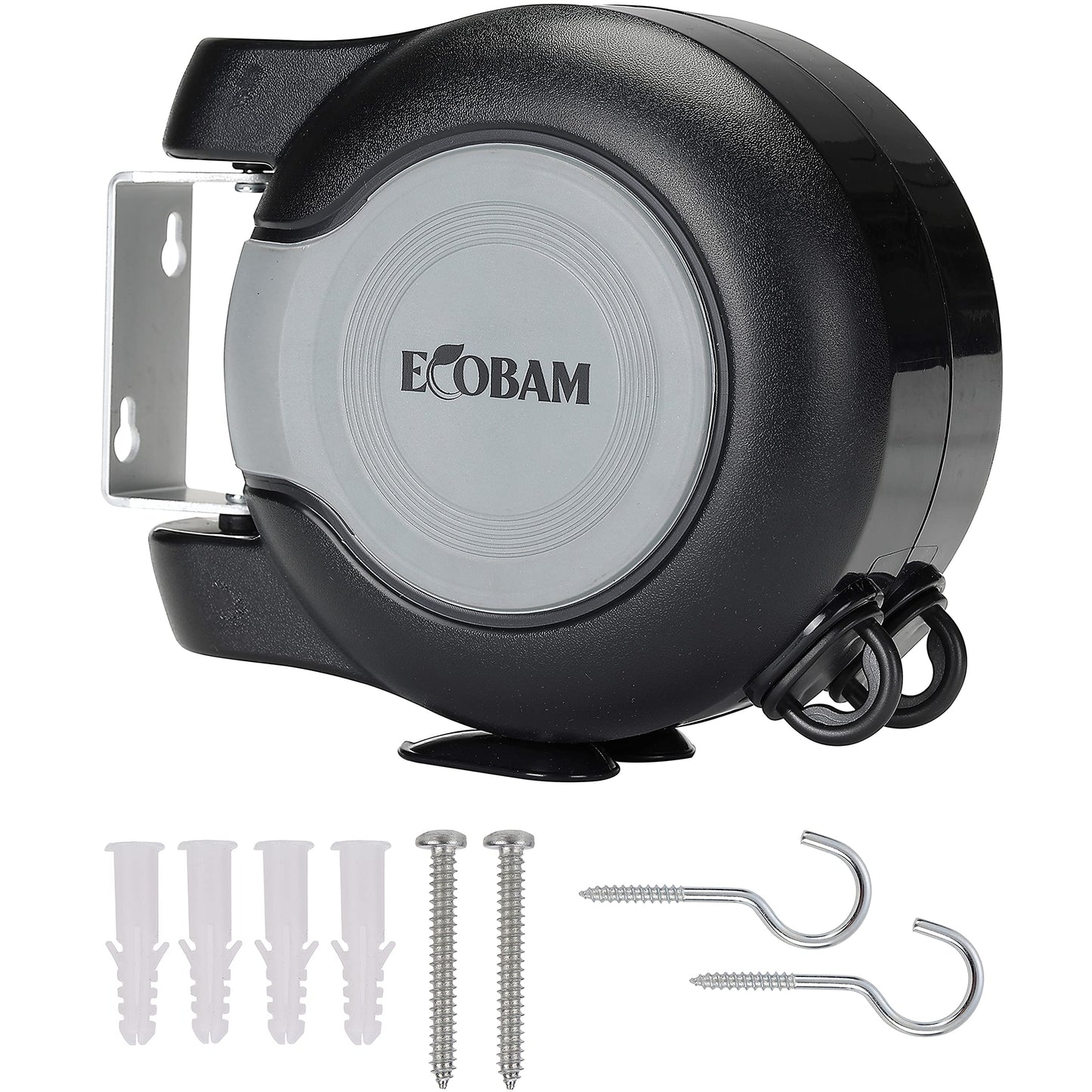 EcoBam Retractable Reel Washing Lines, Wall Mounted Laundry Drying Double Clothes Line, Heavy Duty Dual Clothesline Dryer Indoor Outdoor, 30m (2 x 15m) Black