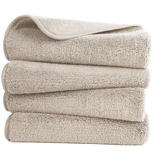 POLYTE Quick Dry Lint Free Microfibre Hand Towel, 40 x 76 cm, Set of 4 (Beige) Beige