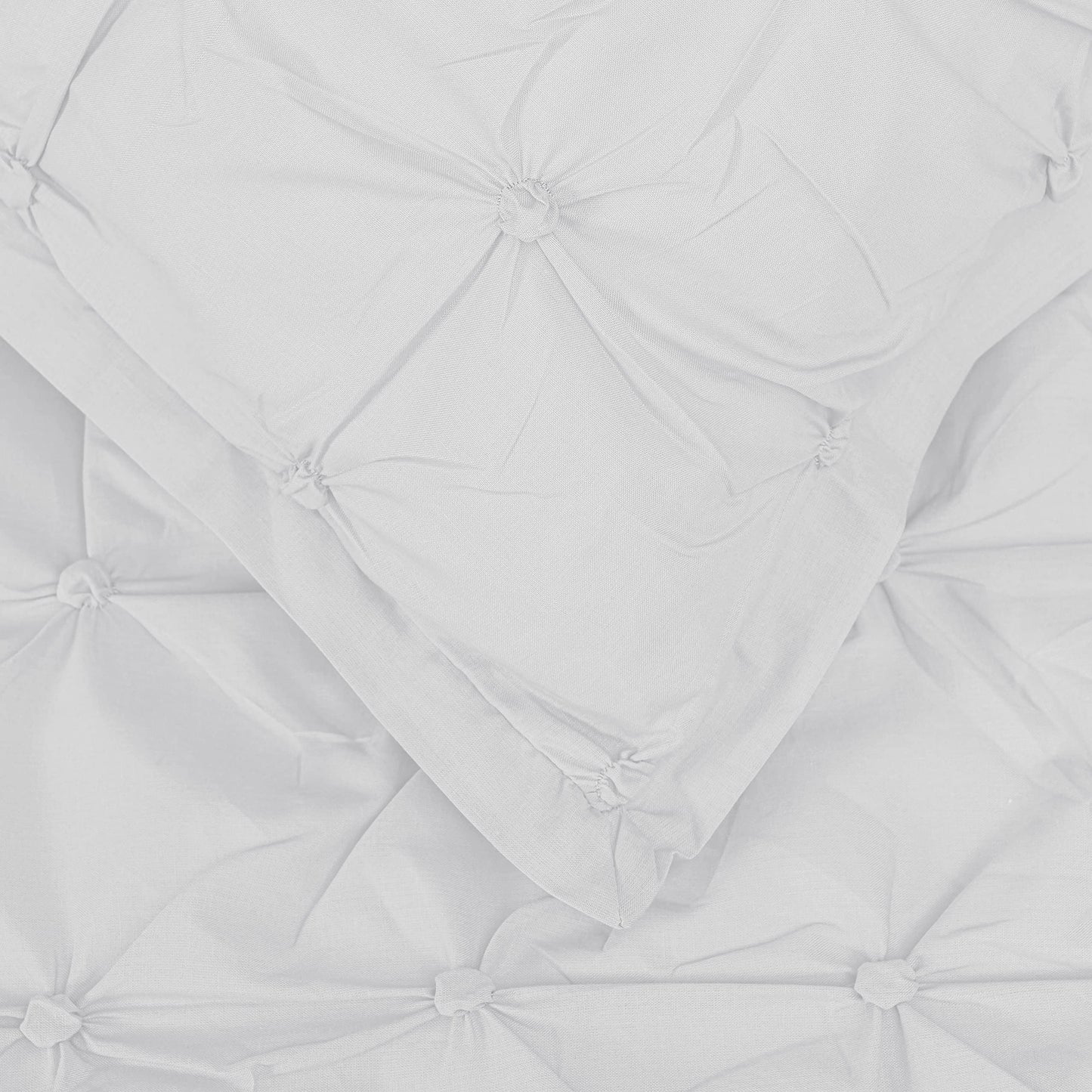 Sleepdown Rouched Pleat White Reversible Bedding Set and Pillowcases, Cotton Mix, Duvet Double