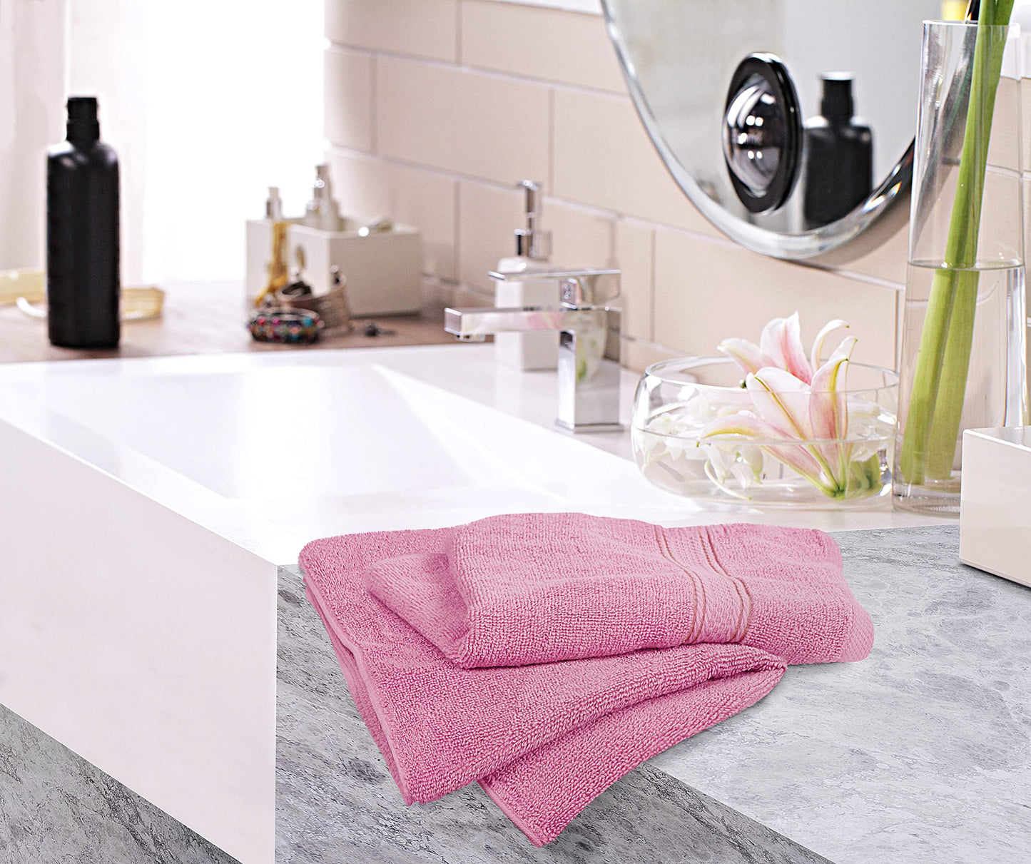 Utopia Towels - Premium Hand Towels - 100% Combed Ring Spun Cotton, Ultra Soft and Highly Absorbent, Extra Large Thick Hand towels 41 x 71 cm, Hotel & Spa Quality Hand Towels (6-Pack) (Pink) Pink