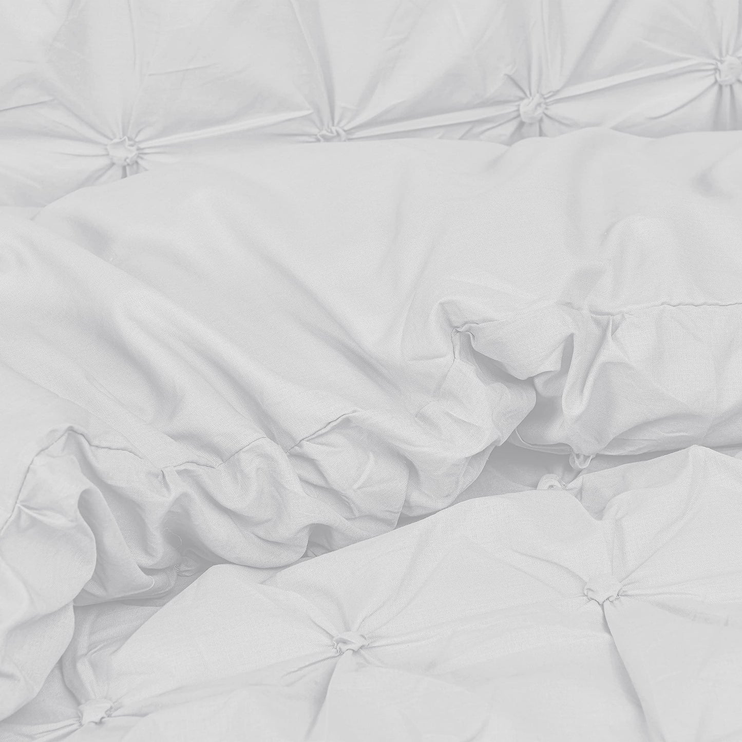 Sleepdown Rouched Pleat White Reversible Bedding Set and Pillowcases, Cotton Mix, Duvet Double