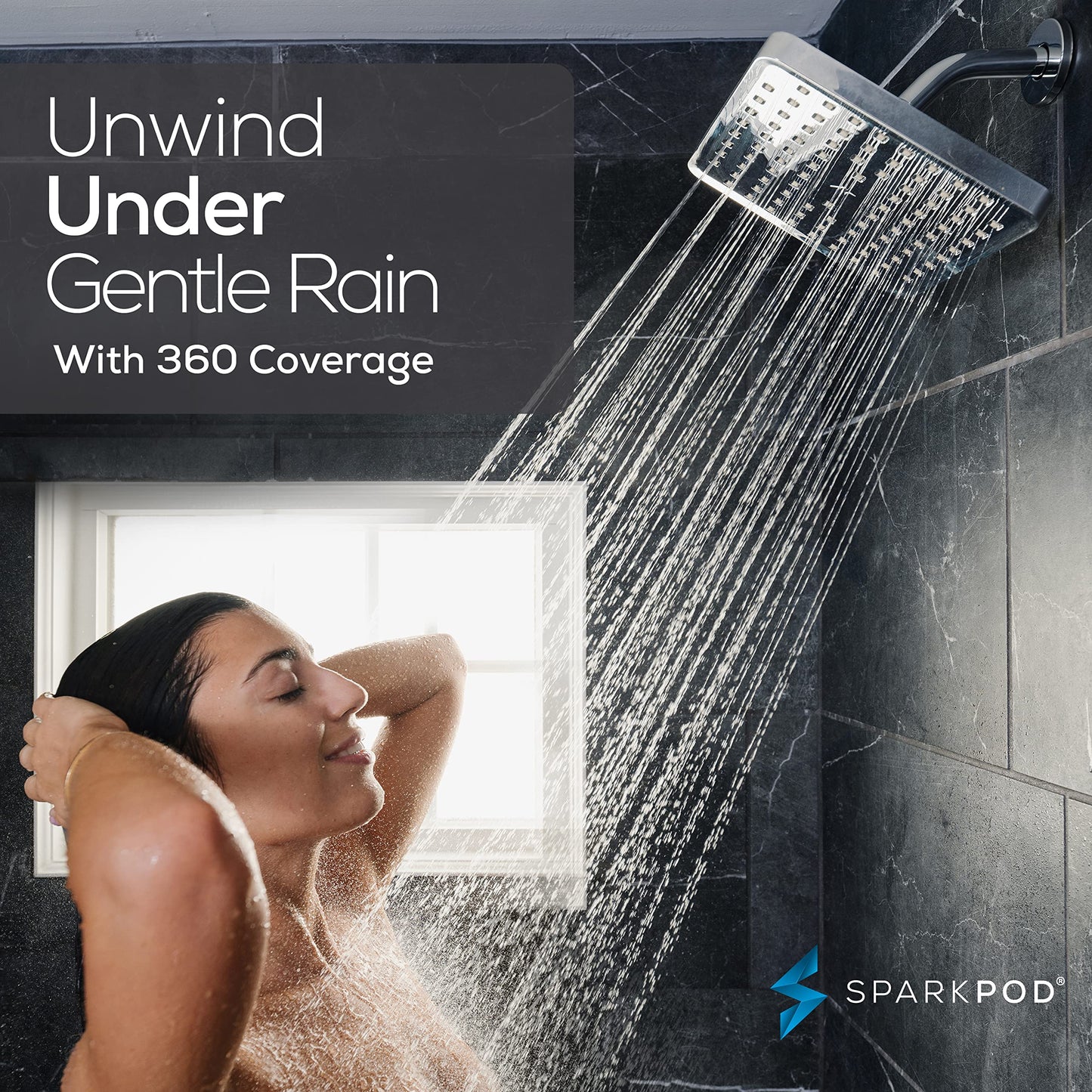 SparkPod Fixed Shower Head - High Pressure Rain - Luxury Modern Look - Easy No-Tool Installation - Perfect Adjustable Replacement for Your Bathroom Shower Heads (20 cm Square, Luxury Polished Chrome) 20 cm Square 1. Luxury Polished Chrome 20 Cm Square