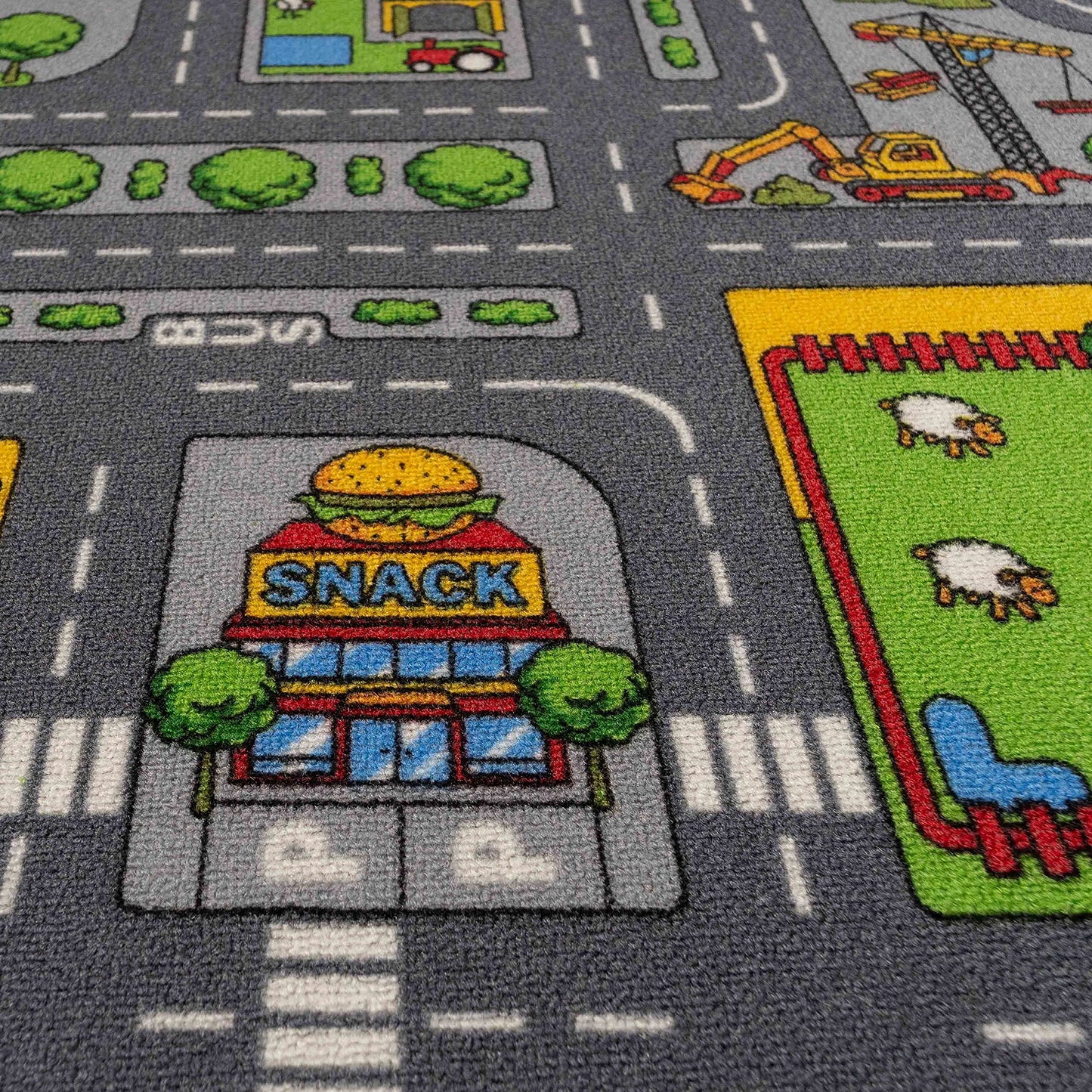 The Rug House Children's Kids Boys Girls City Town Car Roads Interactive Playroom Playmat Creative Toddler Soft Durable Educational Classroom Nursery Bedroom Play Carpet Mat 80cm x 120cm 80cm x 120cm (2'6" x 3'9") Grey Roads