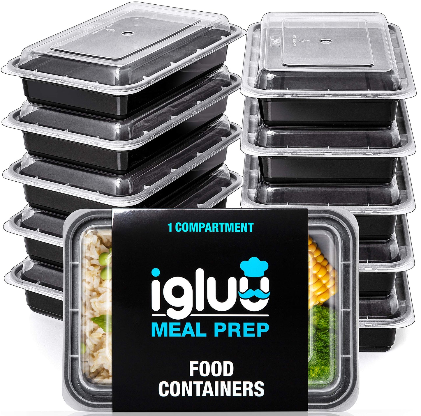 [10 Pack] 1 Compartment BPA Free Reusable Meal Prep Containers - Plastic Food Storage Trays with Airtight Lids - Microwavable, Freezer and Dishwasher Safe - Stackable Bento Lunch Boxes (28 oz) 10