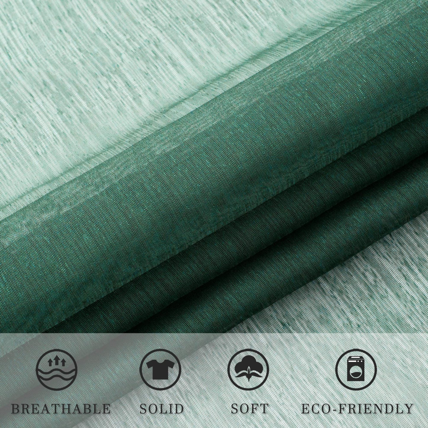 DUALIFE Emerald Green Sheer Curtains 84 inch Length Hunter Green Solid Voile Window Curtain Panels Drapes Rod Pocket Top for Living Room Bedroom Transparent Window Treatments 2 Panels 52x84