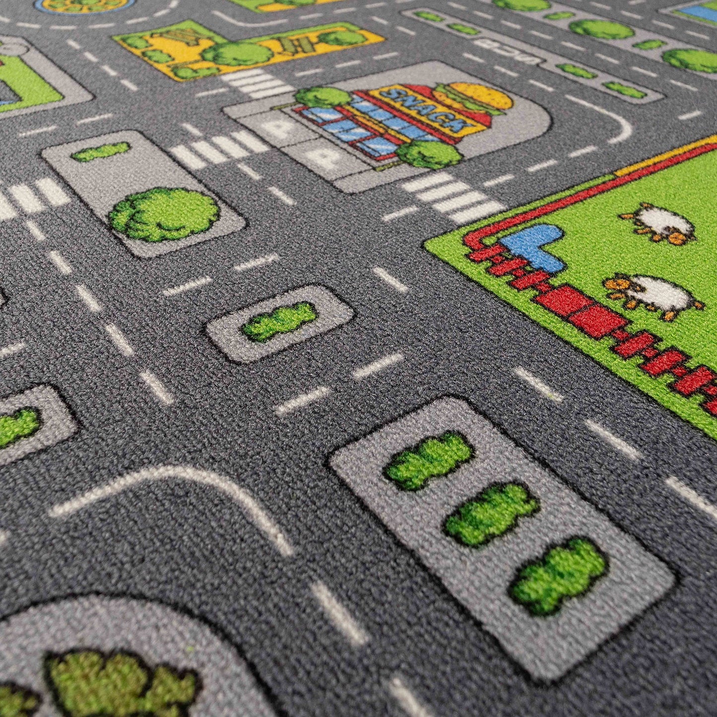 The Rug House Children's Kids Boys Girls City Town Car Roads Interactive Playroom Playmat Creative Toddler Soft Durable Educational Classroom Nursery Bedroom Play Carpet Mat 80cm x 120cm 80cm x 120cm (2'6" x 3'9") Grey Roads